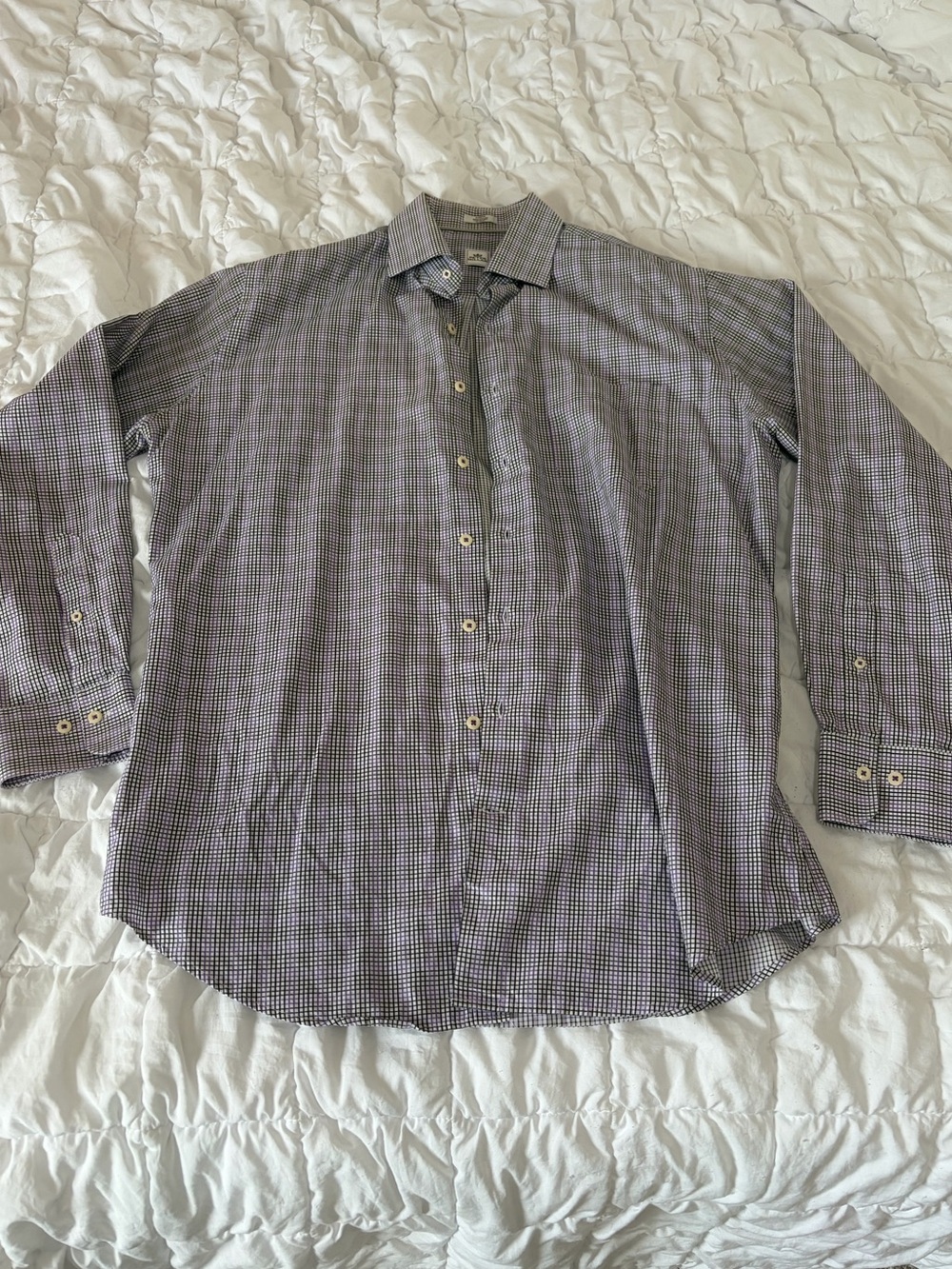 Peter Millar purple & black checkered button down